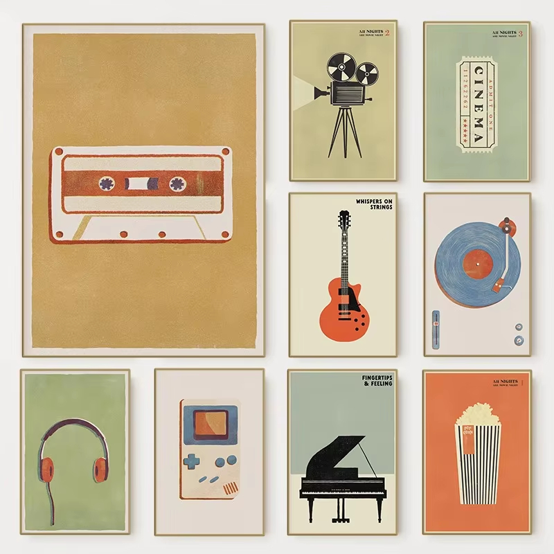 Musical Instrument Poster - Póster de Instrumentos Musicales Pop Retro