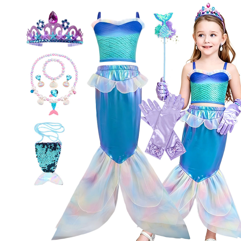 Musical Instrument Trombone - Vestido de Princesa Sirena Iridiscente, Conjunto