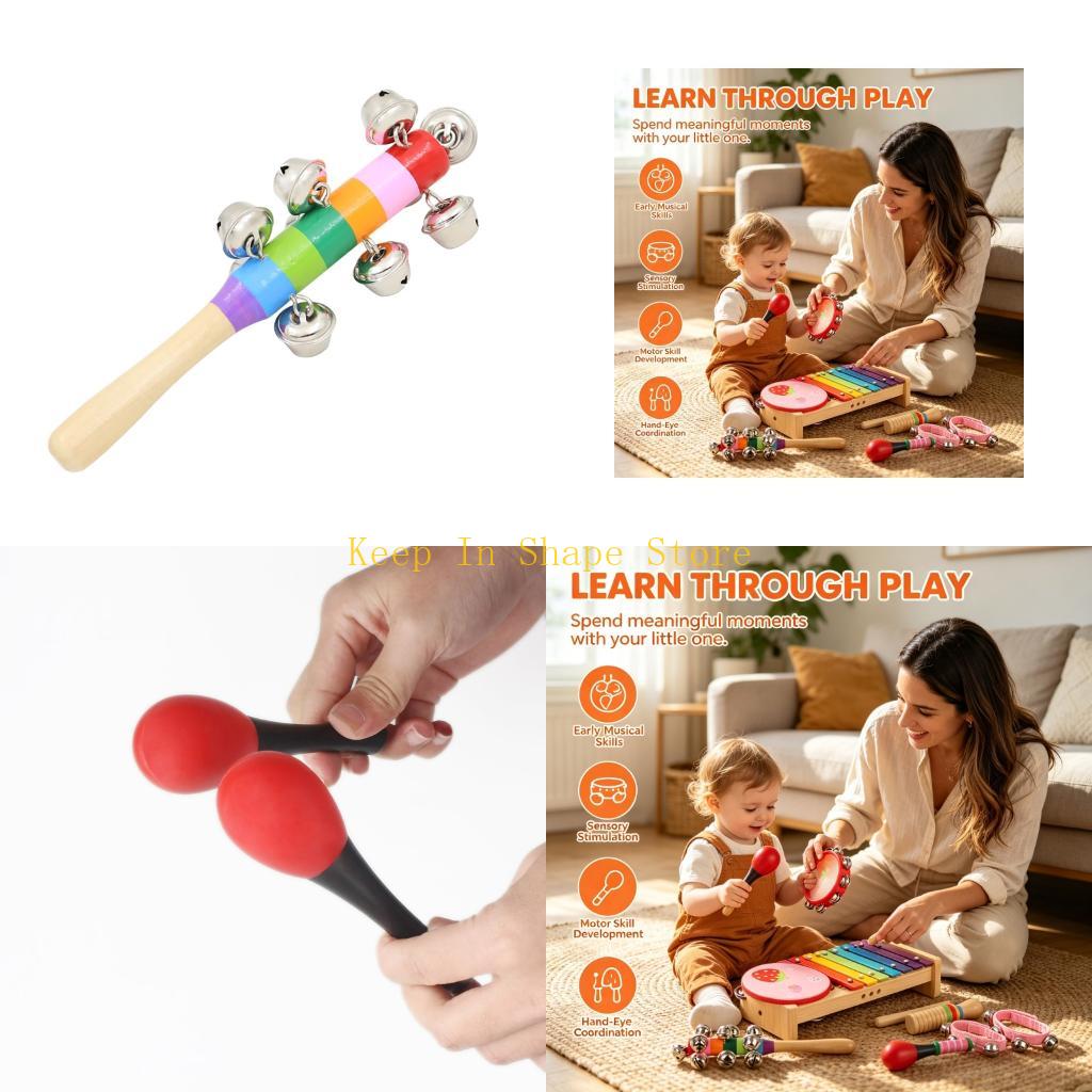 Musical Instrument Groups - U1JC-Juego instrumentos musicales, pandereta, tambor educación