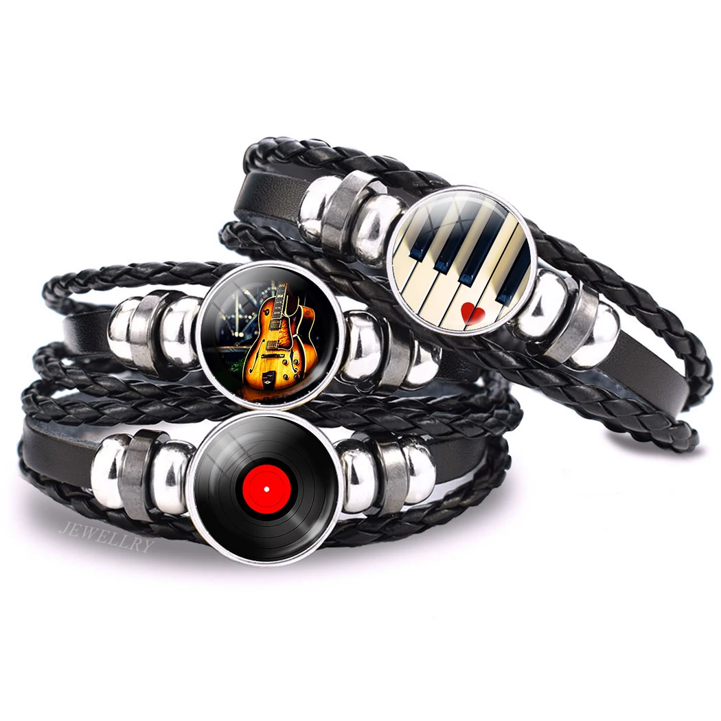 Musical Instrument Glass - Pulsera de notas musicales para hombre,