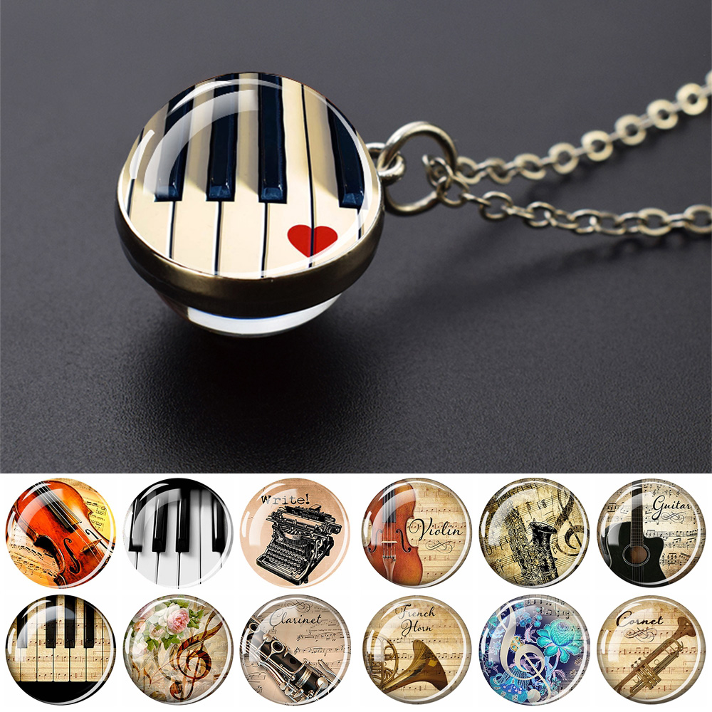 Musical Instrument Glass - Collares de instrumentos musicales para mujer,