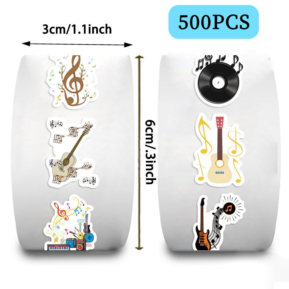 Rollo de 500 Pegatinas con Tem - Musical Instrument Old reseña y precio